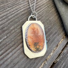 Load image into Gallery viewer, Dendrite Agate Pendant with long fine chain