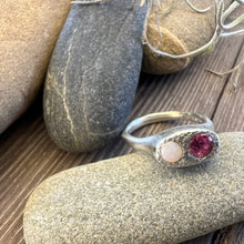 Load image into Gallery viewer, Sterling silver signet ring Opal + Sapphire
