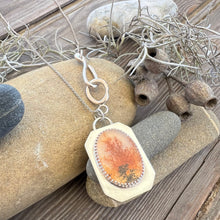 Load image into Gallery viewer, Dendrite Agate Pendant with long fine chain

