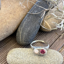Load image into Gallery viewer, Sterling silver signet ring Opal + Sapphire
