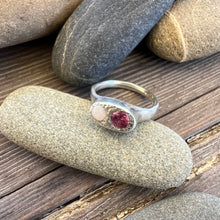 Load image into Gallery viewer, Sterling silver signet ring Opal + Sapphire
